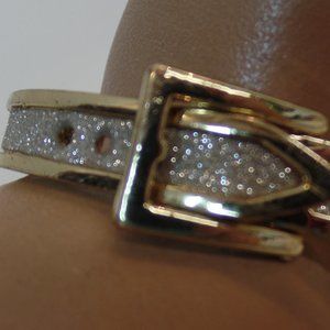 Gold & Silvertone Adjustable Belt Buckle Hinged Bracelet  Stamped ZMY6750